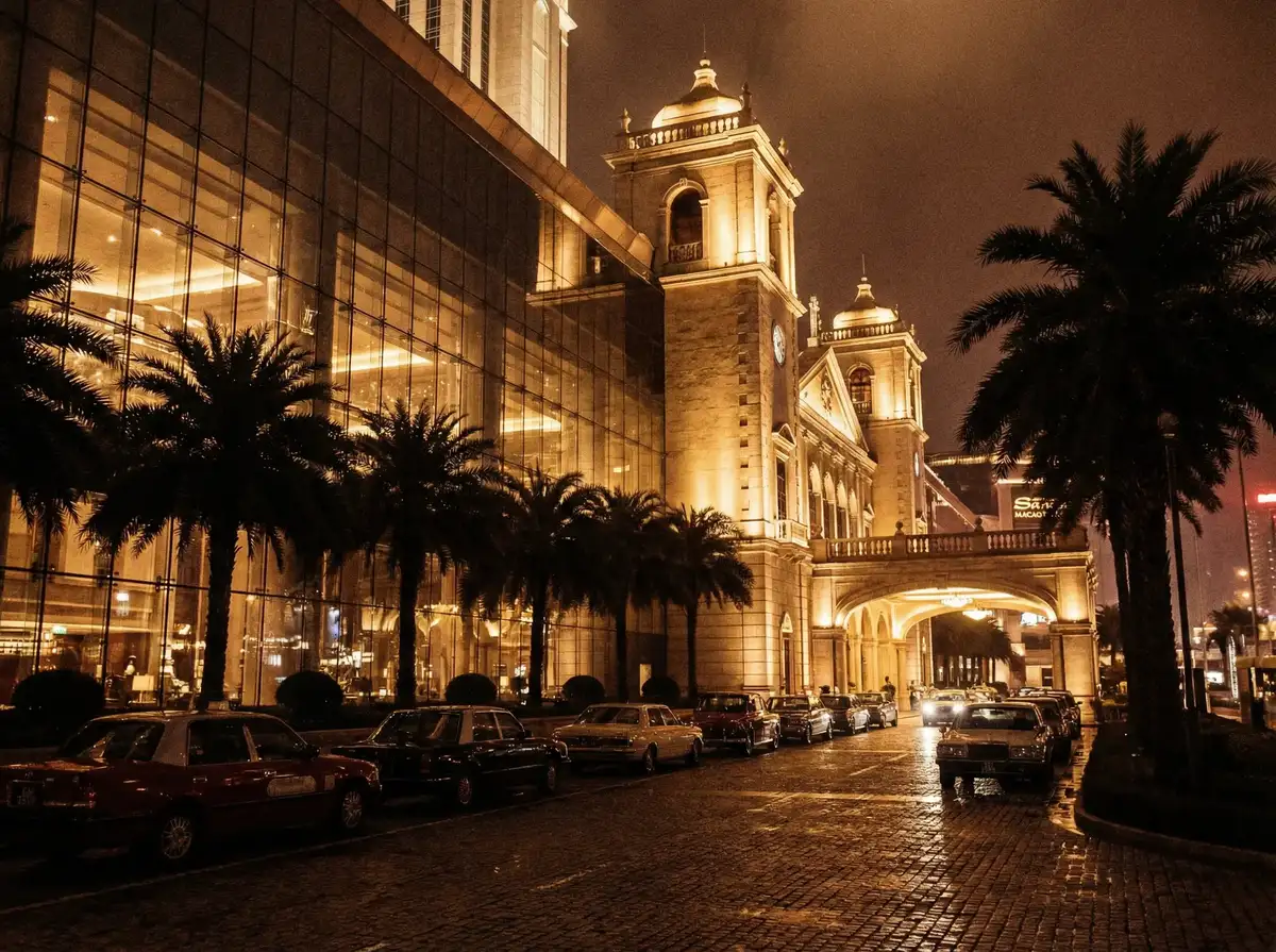 澳门金沙度假城夜景，知名 澳门博彩 品牌